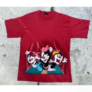Vintage 1995 Animaniacs Warner Bros Tv Show Shirt L Changes Red Single Stitch